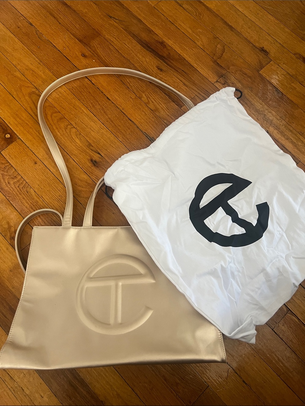 Telfar Gold Metallic Logo Tote Like New